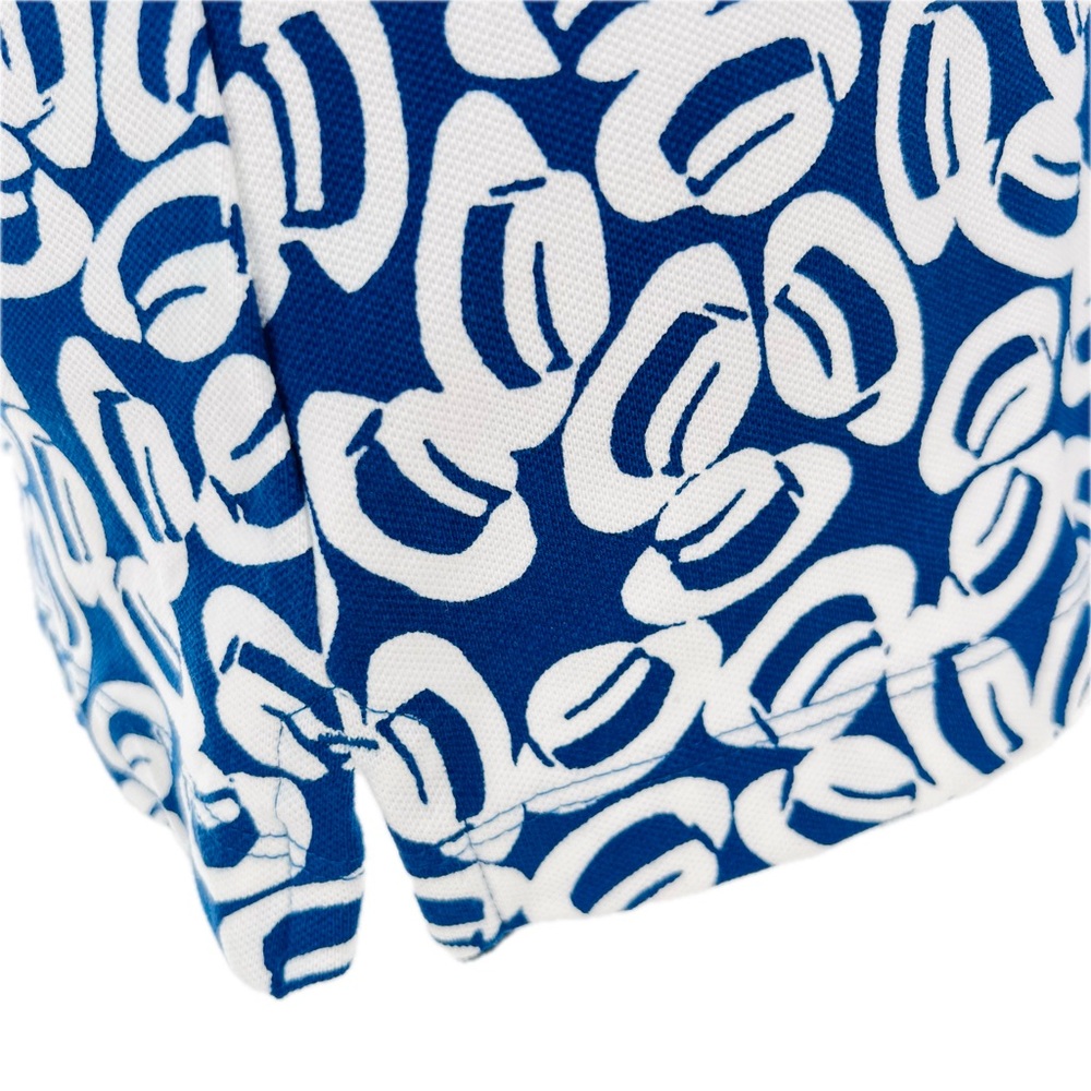 Lands' End Fedora Print Blue & White Pique Knit Polo Shirt Size Small (6-8) - Picture 11 of 17